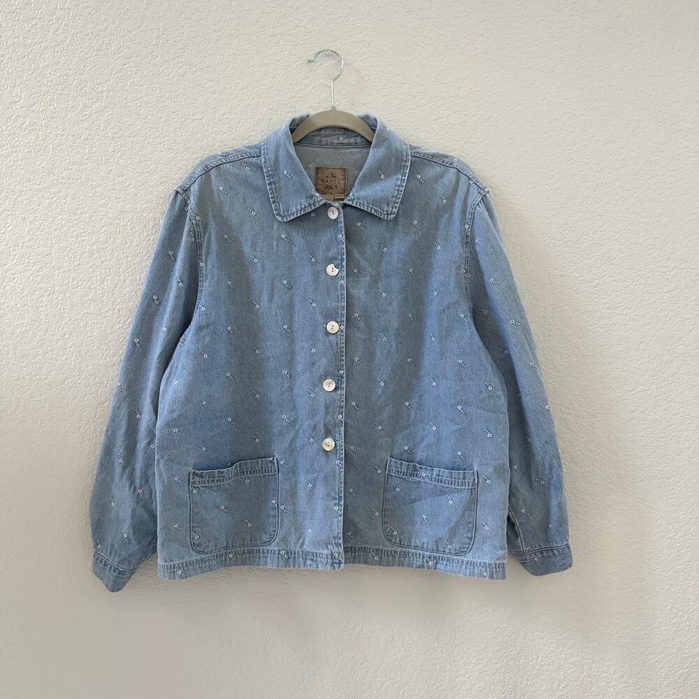 Light Blue Embroidered Denim Jacket